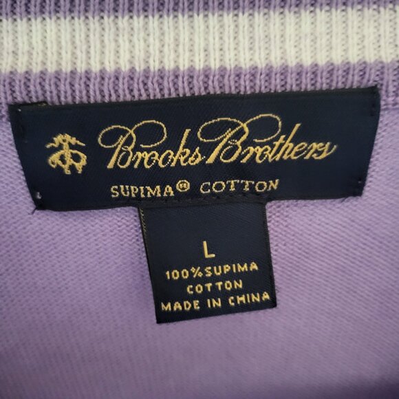 Brooks Brothers 100% Supima Cotton V Neck Sweater Purple Mens Large Preppy - Picture 8 of 8